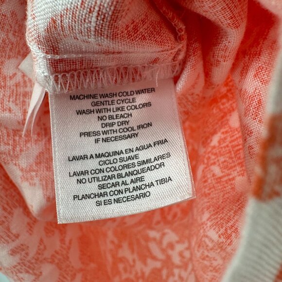 Jones New York Sport Orange & White Printed 3/4 Slv Linen Tunic Top Medium - Picture 7 of 8